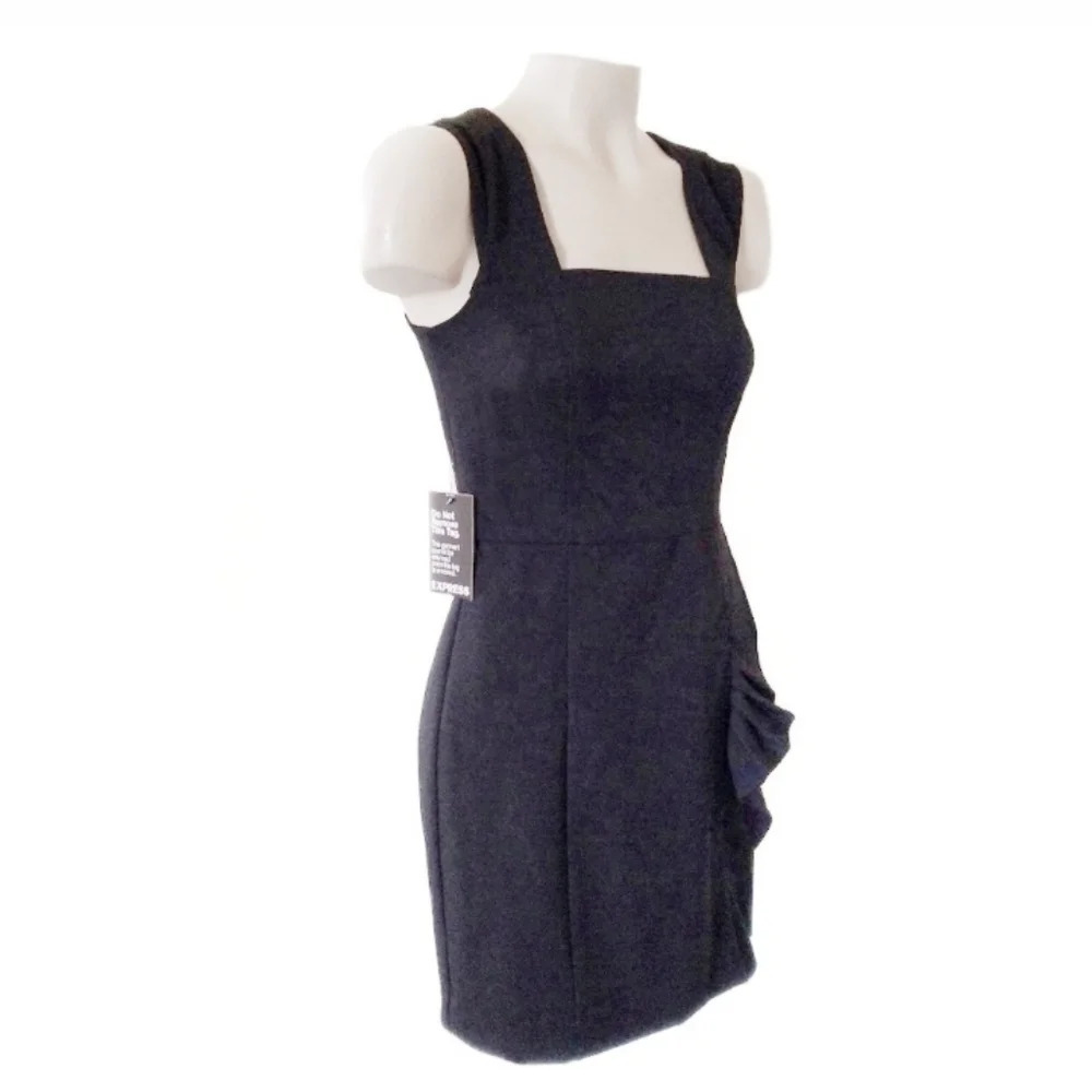 Express Black Square Neckline Cocktail Dress 0